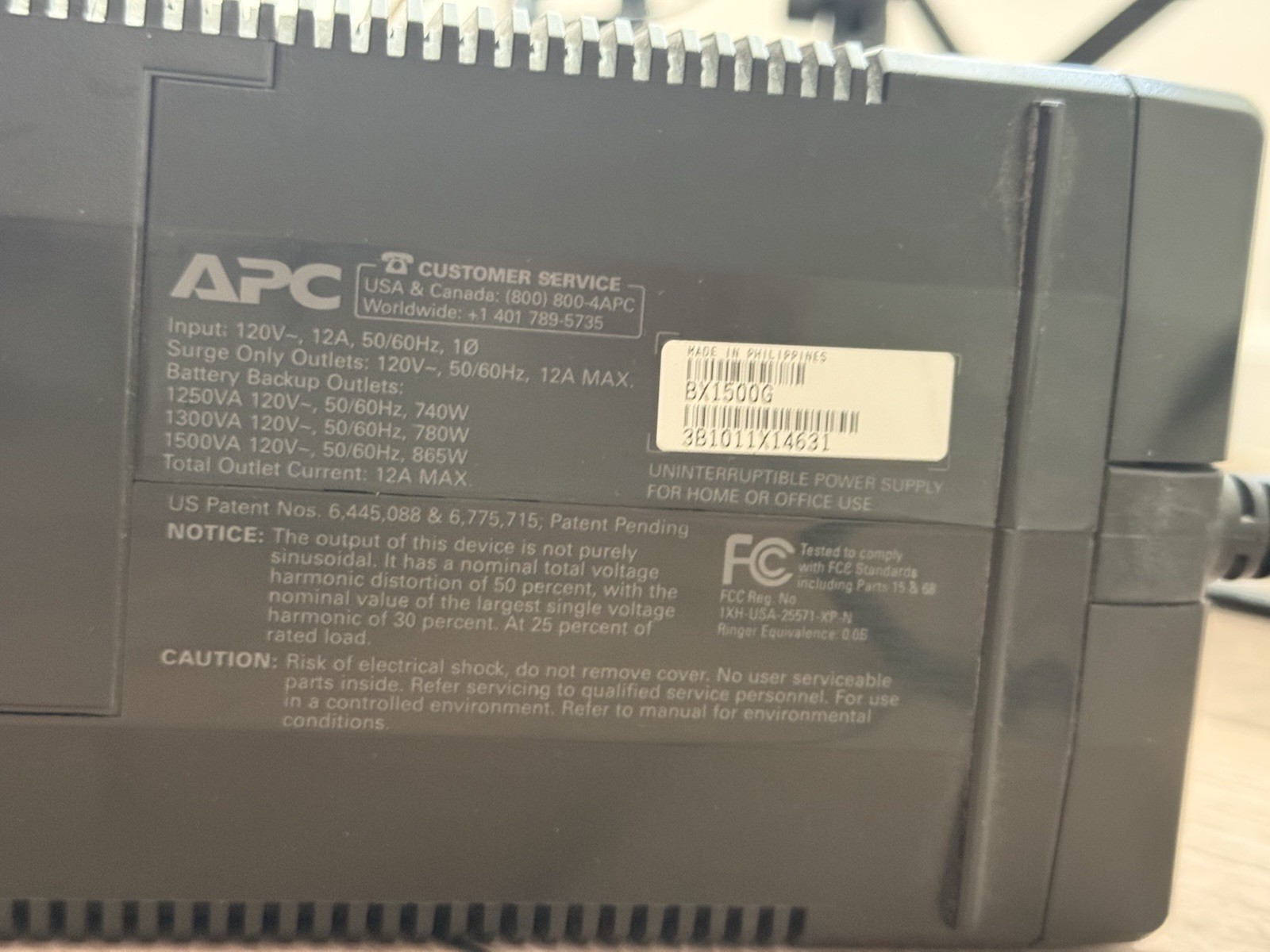 APC Back-UPS XS 1500 BX1500G 865W UPS Battery Backup Surge Protector YES Battery