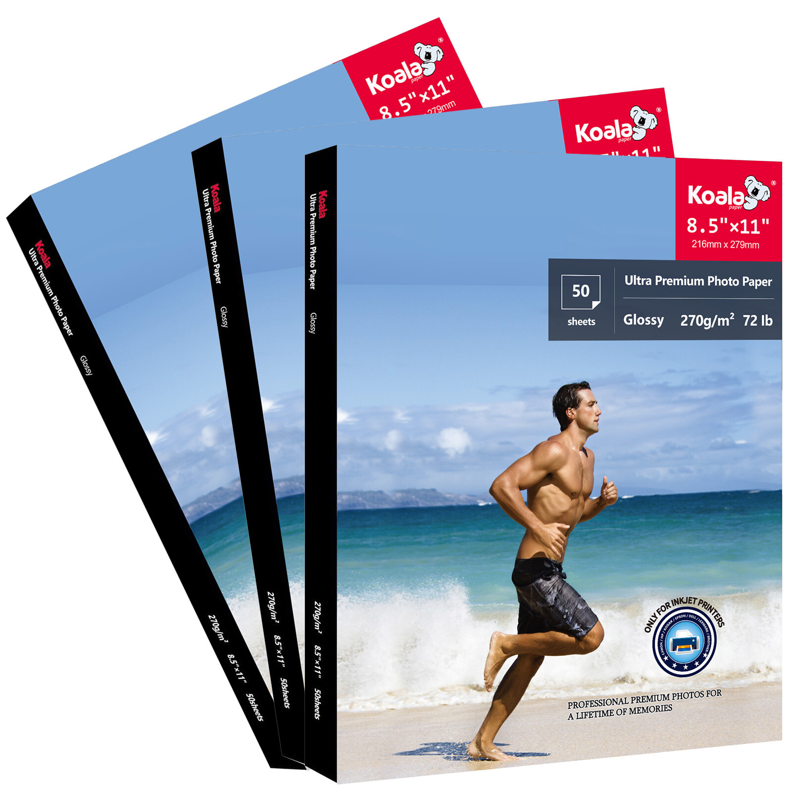 150 Sheets Koala Ultra Premium Glossy Photo Paper 8.5×11 for Inkjet Printer 72lb