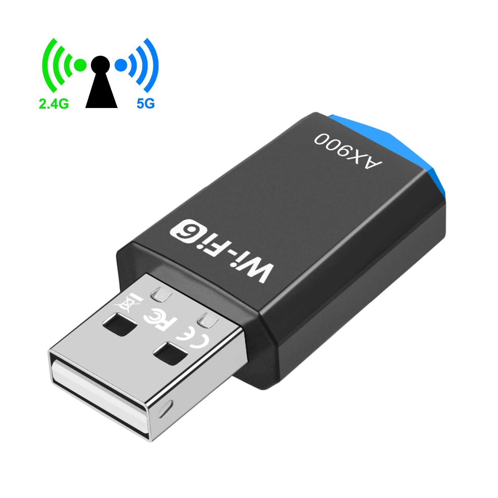 USB WiFi 6 Wireless Network Adapter for PC/Desktop, 900Mbps Dual Band 2.4G/5GHZ