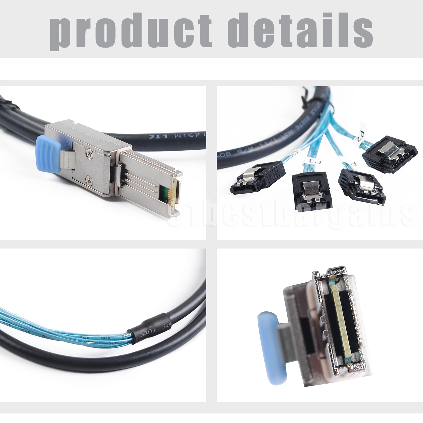 Mini SAS SFF-8088 to 4x SATA 7Pin Mini-SAS Male TO SATA Adapter Cable 1M 3.3ft