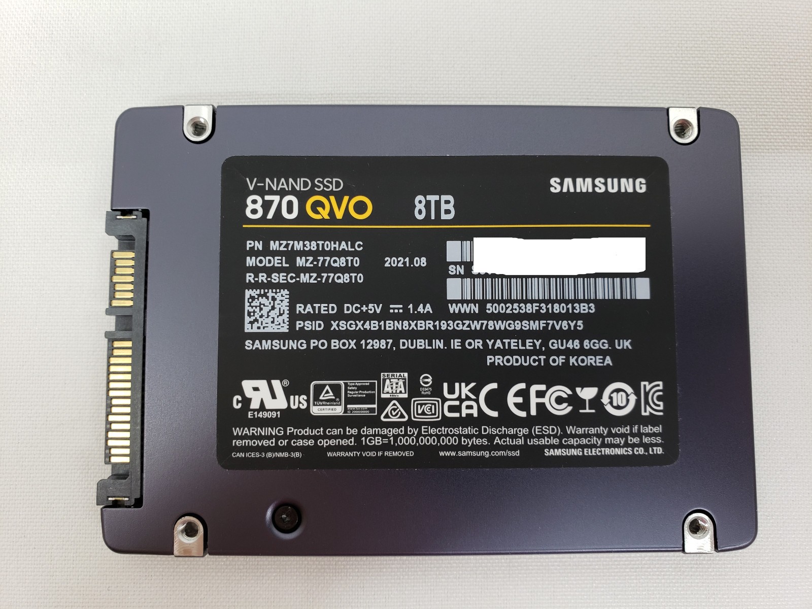 Samsung 870 QVO 8TB 2.5″ SATA III Internal SSD (MZ-77Q8T0) – 98% – Healthy!