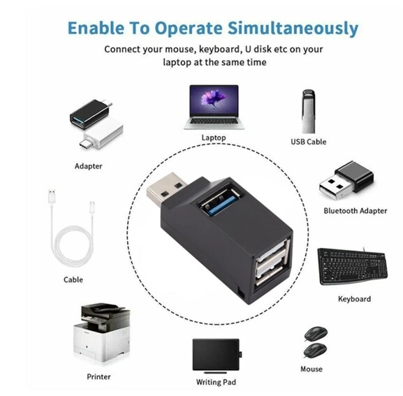 3 Port High Speed USB 3.0 Multi HUB Splitter Expansion Desktop PC Laptop lot