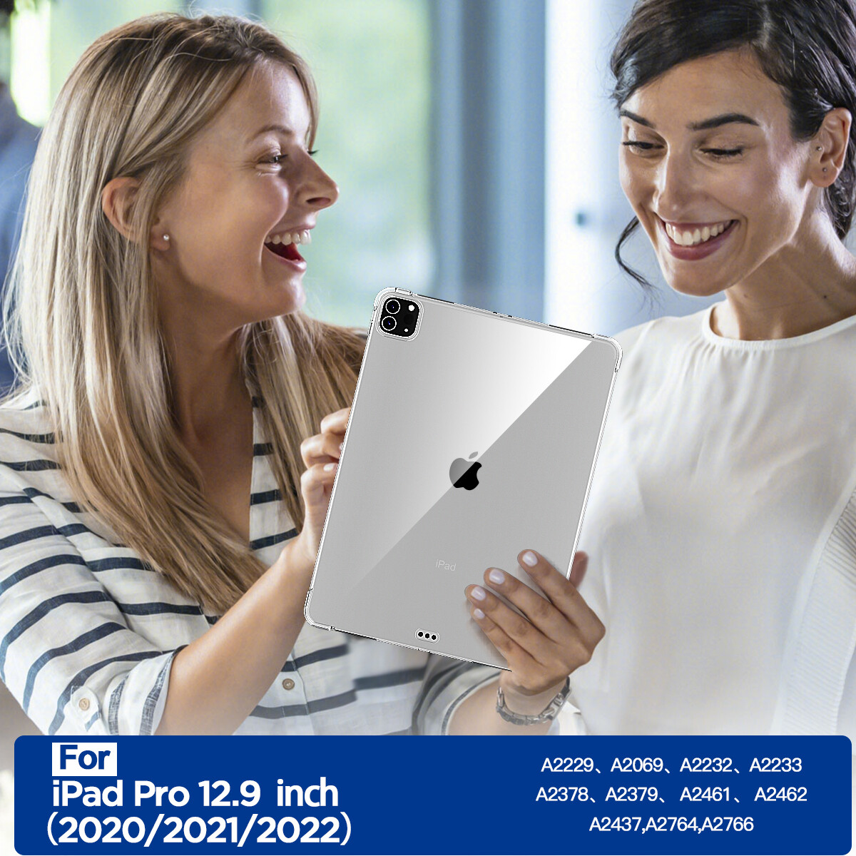 For iPad Pro 12.9 in 6th/5th/4th Generation Case Clear TPU Shockproof Slim Cover