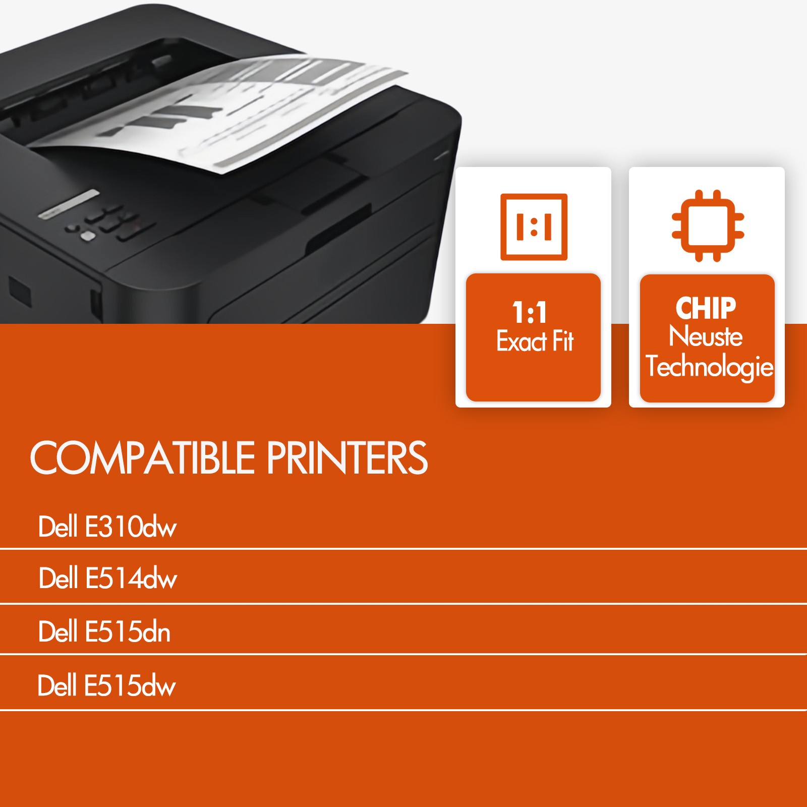Black Toner Cartridge and Drum Unit SET For Dell E310dw E514dw E515dn E515dw
