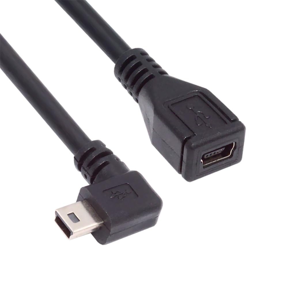30cm 90 Degree Right Angled Mini USB 5-Pin Male to Female Extension Cable