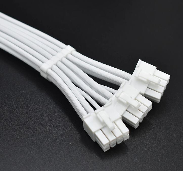 Mod Cables White 30CM/ 12″ Braided 12VHPWR For Corsair PSU Cable Kit 16pin – NEW