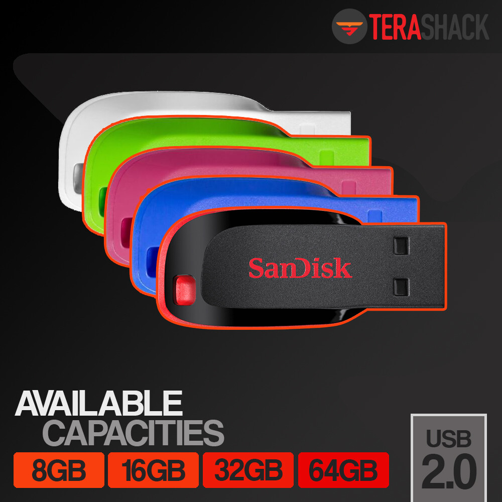 SanDisk Cruzer Blade Flash Drive 8GB 16GB 32GB 64GB USB 2.0 Pen Memory Stick