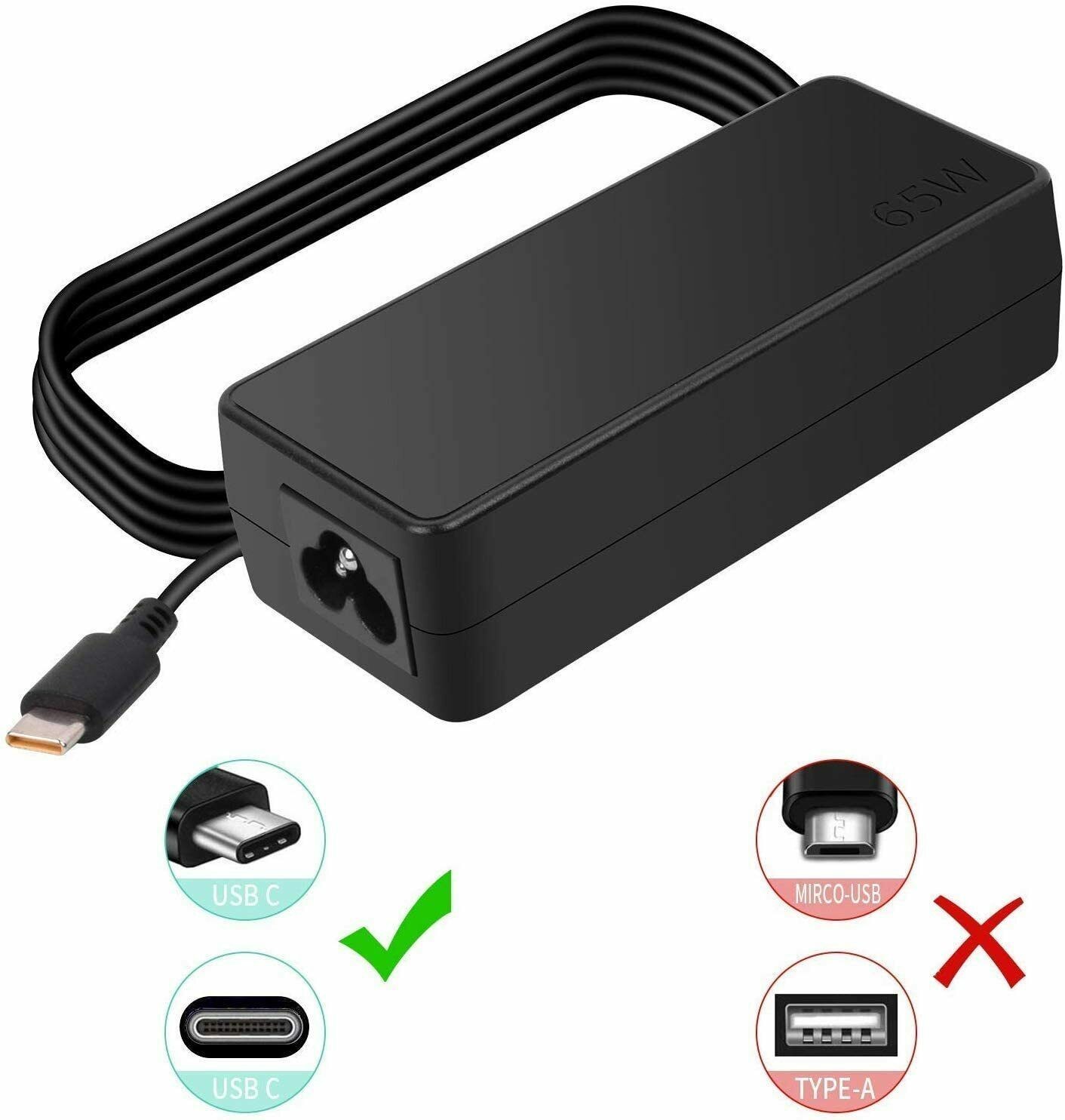 65W USB-C Type-C Lenovo Adapter Charger ADLX65YDC2A ThinkPad Yoga NEW