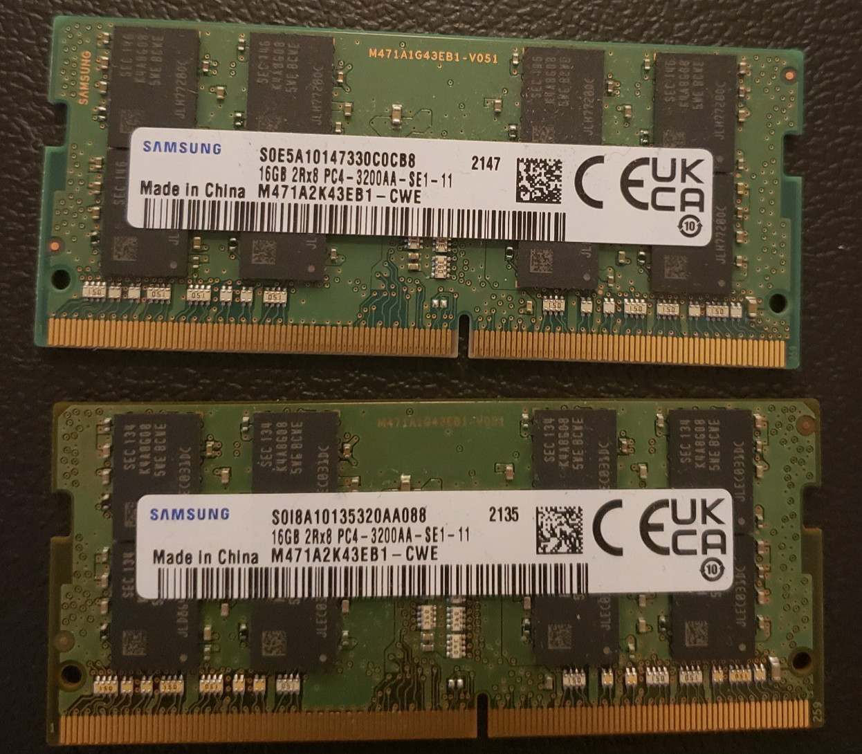 Tested Working 32GB 2x16GB 2Rx8 Samsung China PC4-3200AA DDR4 SODIMM