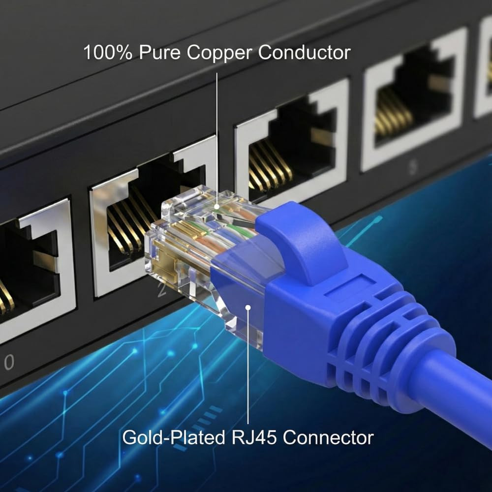 Cat7 SFTP Ethernet Patch Cord 150Ft – 100% Pure Copper LAN Cable, Double Shielde