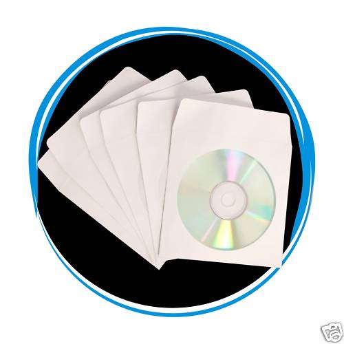1000 CD DVD R Disc Paper Sleeves Envelope Window Flap