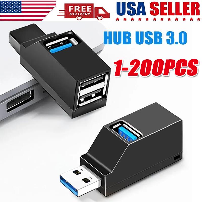 3 Port USB 3.0 Hub Portable High Speed Splitter Box For PC Notebook Laptop lot