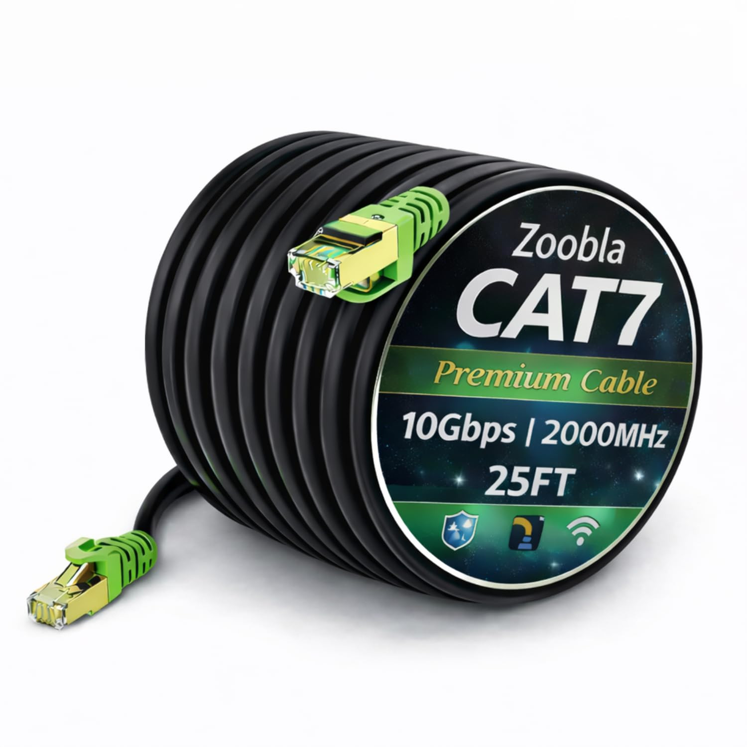 Cat7 SFTP Ethernet Patch Cord – 100% Pure Copper LAN Cable, Double Shielded (Foi