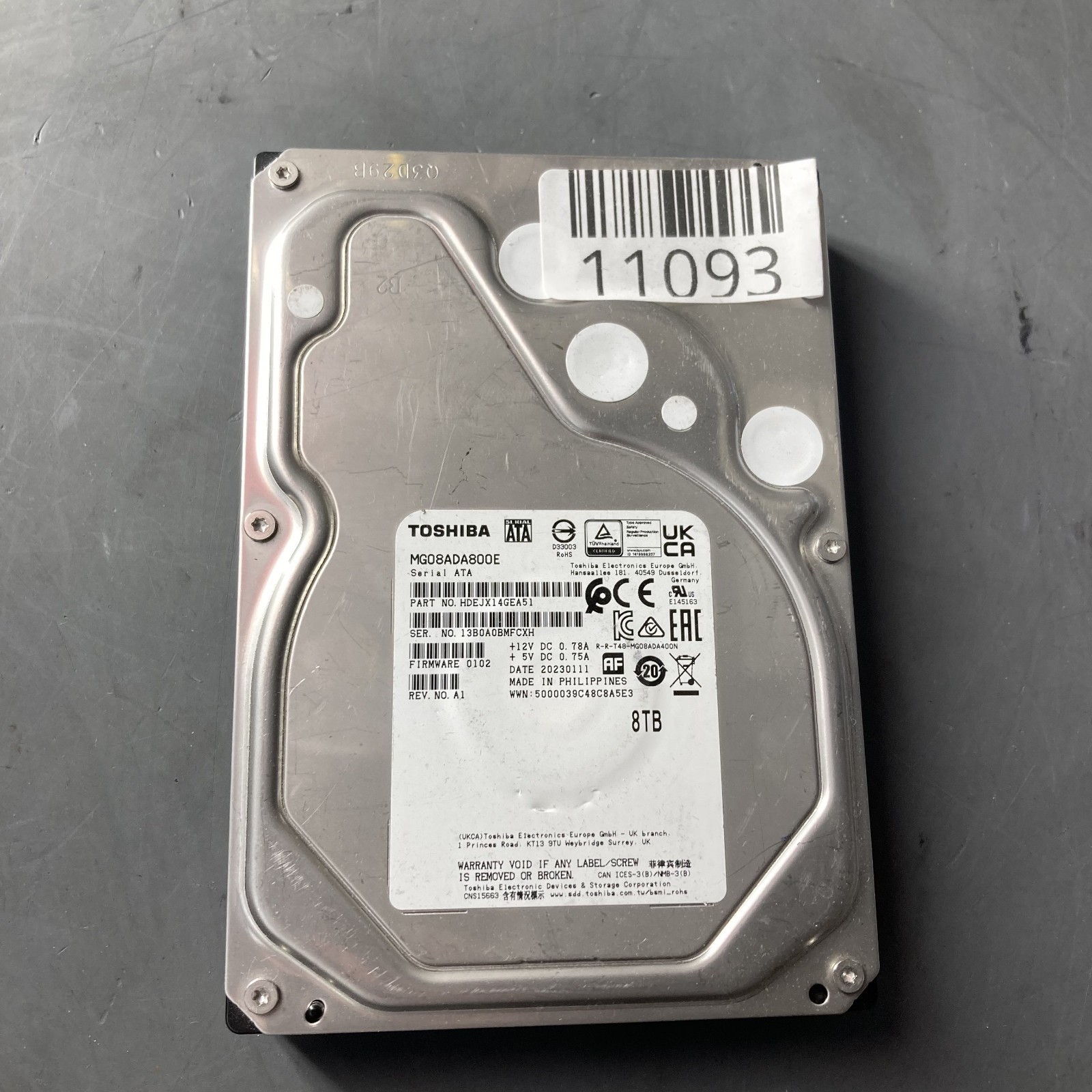Toshiba MG08ADA800E 8TB 3.5″ 7200 RPM SATA Hard Drive HDEJX14GBA51