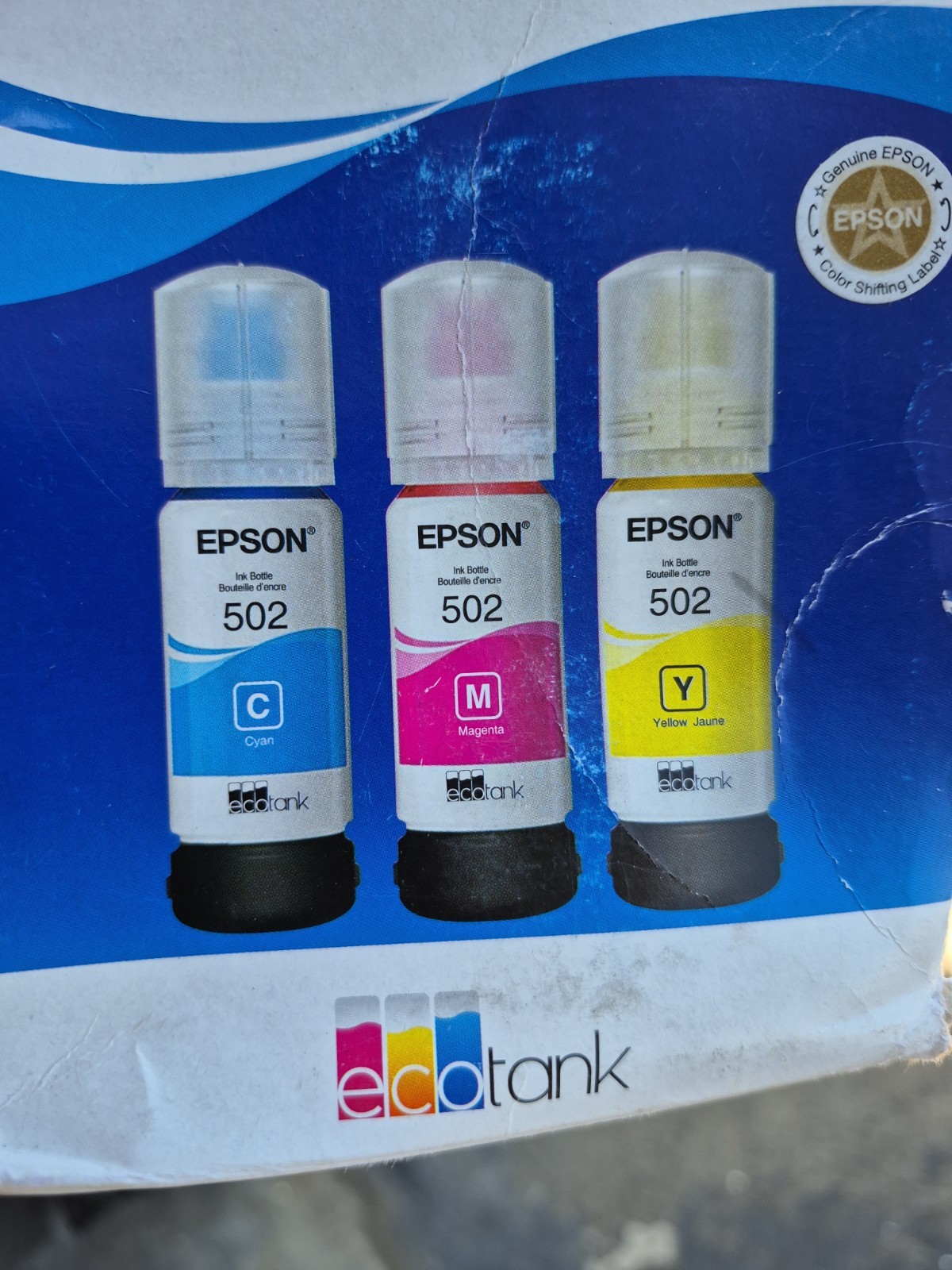 Epson EcoTank Ink 502 Combo Pack Cyan Magenta Yellow Exp. 01/27