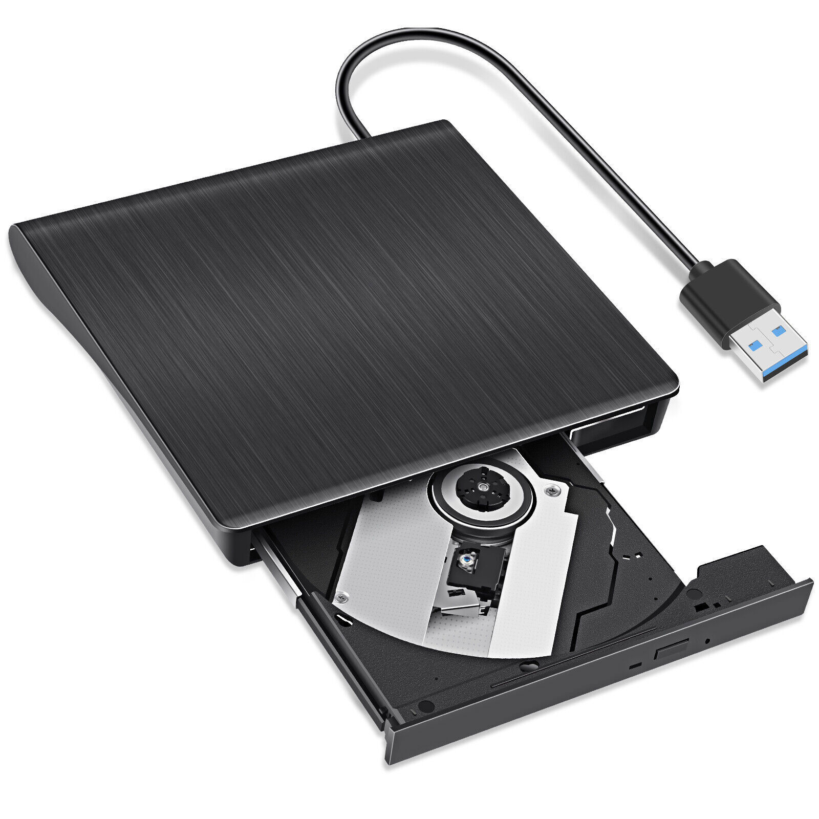7 in 1 Slim External CD DVD Drive USB 3.0 USB C Disc Player Burner Writer Laptop
