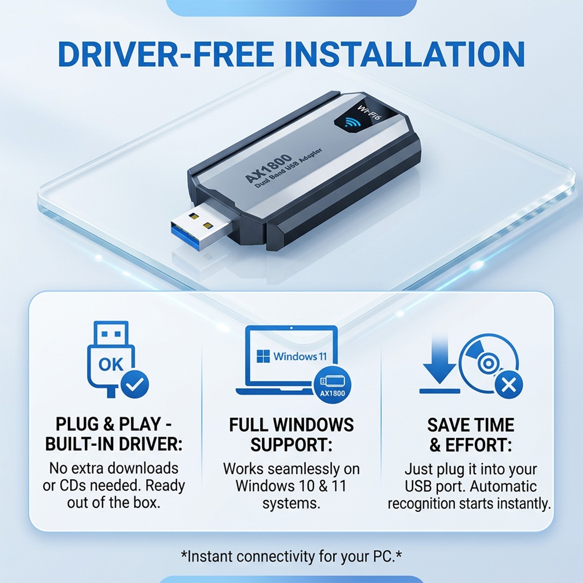 USB 3.0 Wireless WIFI 6 Adapter 1800Mbps Long Range Dongle Dual Band Network lot
