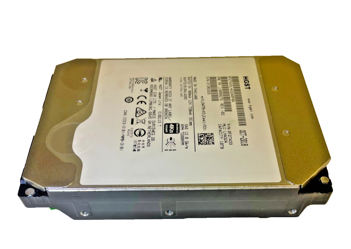 Dell HGST H5H72101CLAR10T0 10TB 7.2K SAS 12Gb/s SED 3.5in Grade A 1.5K POH