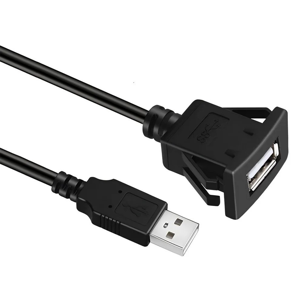 Single Port USB Panel Flush Mount Extension Cable For Car Truck Boat Motor