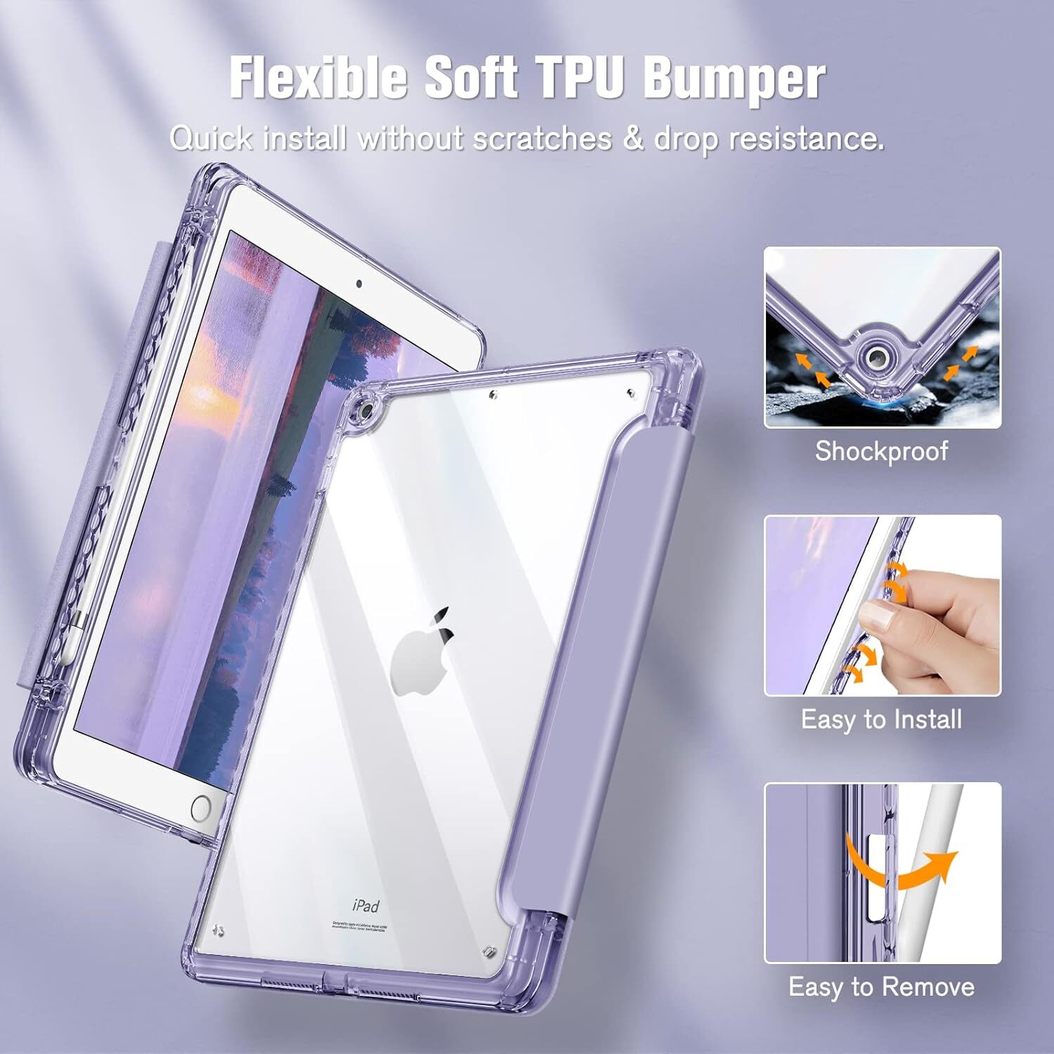 Slim Case For iPad 9th 8th 7th 10.2 inch Shockproof Cover with Clear Back Shell