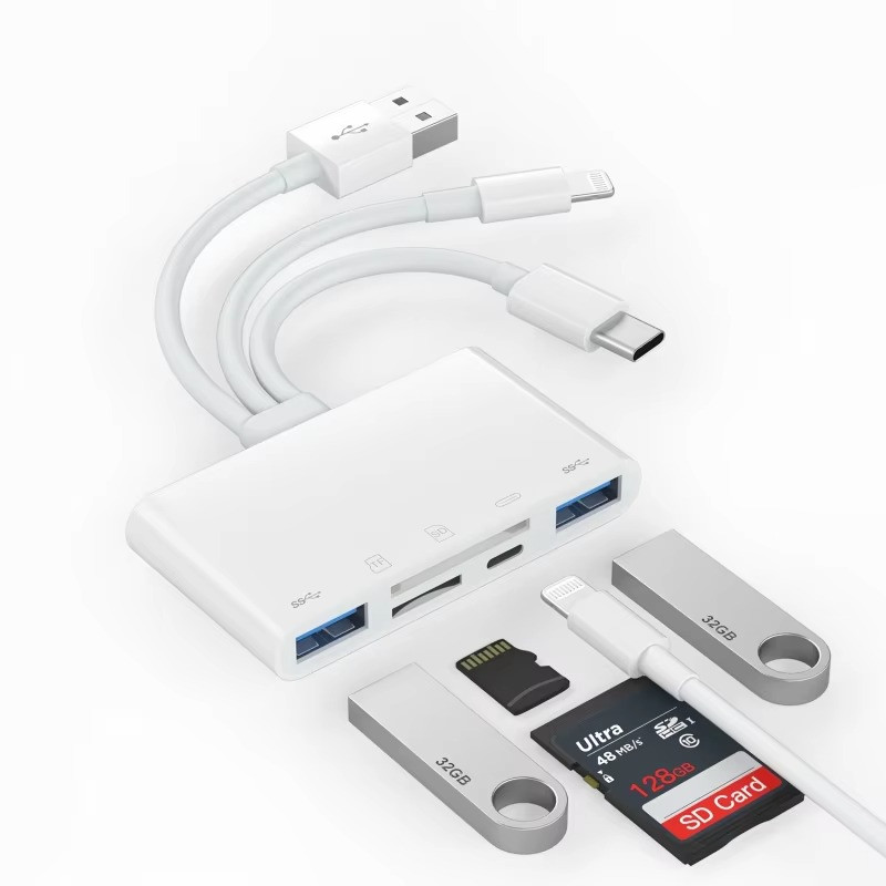 5 in 1 Memory Card Reader USB 3.0 OTG Adapter SD Card Reader For iPhone/iPad LOT