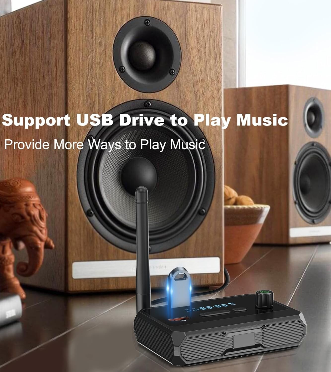 Bluetooth 5.3 Home Stereo Audio Receiver AUX USB Optical HD Music to RCA Adapter