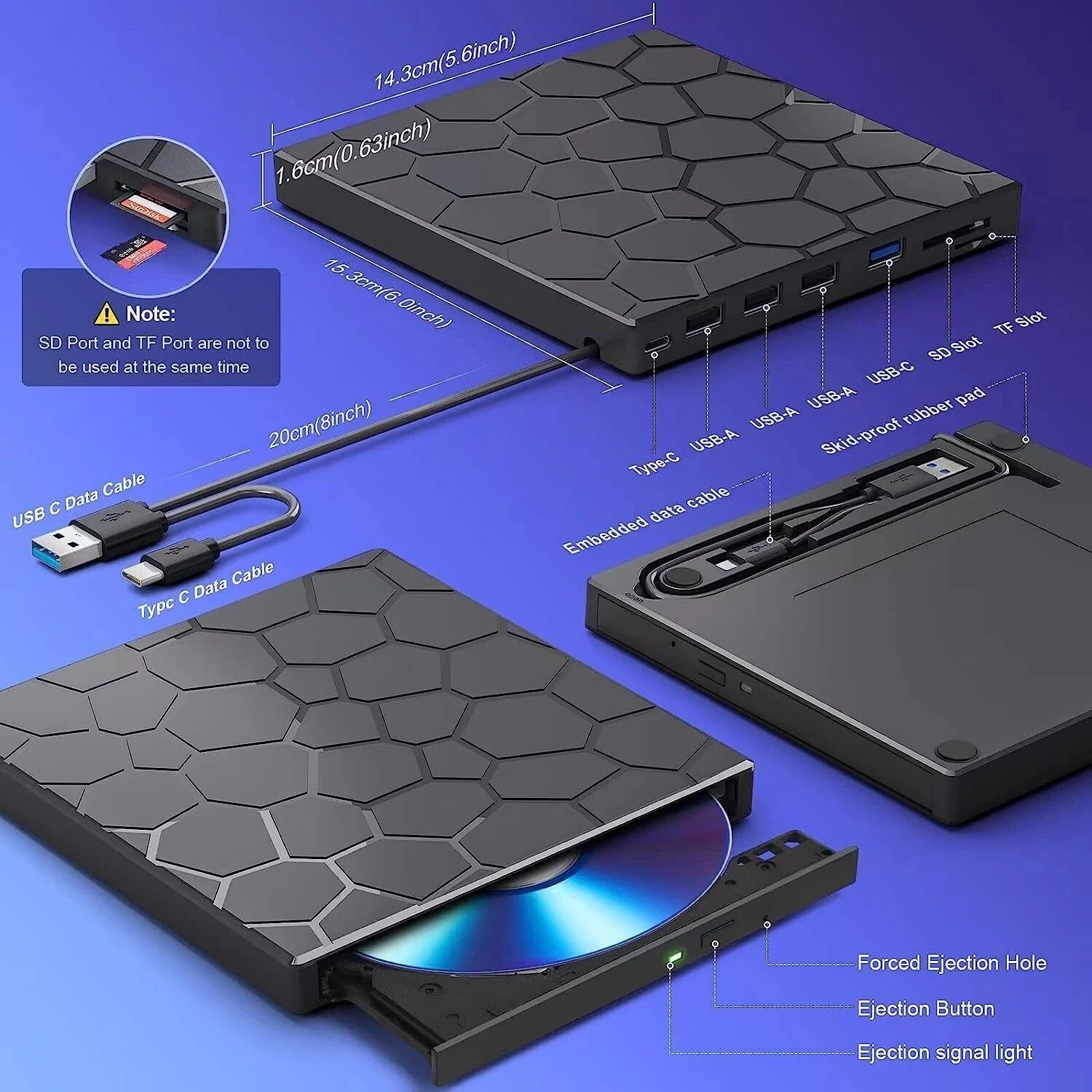 USB 3.0 Slim External CD DVD Drive Disc Player Burner Writer For Laptop PC Mac