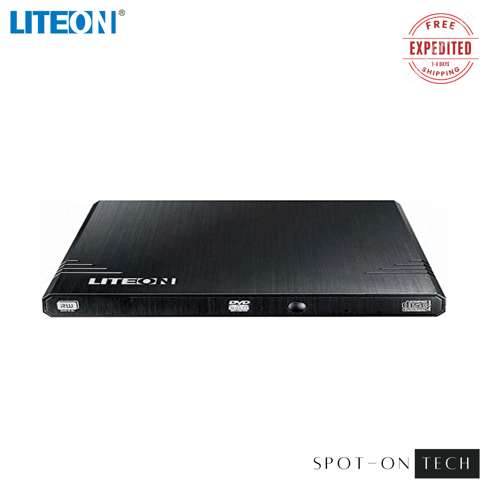 LITE-ON 8x External DVD/CD Writer Drive Black eBAU108 Ultra Slender M-Disc 2022