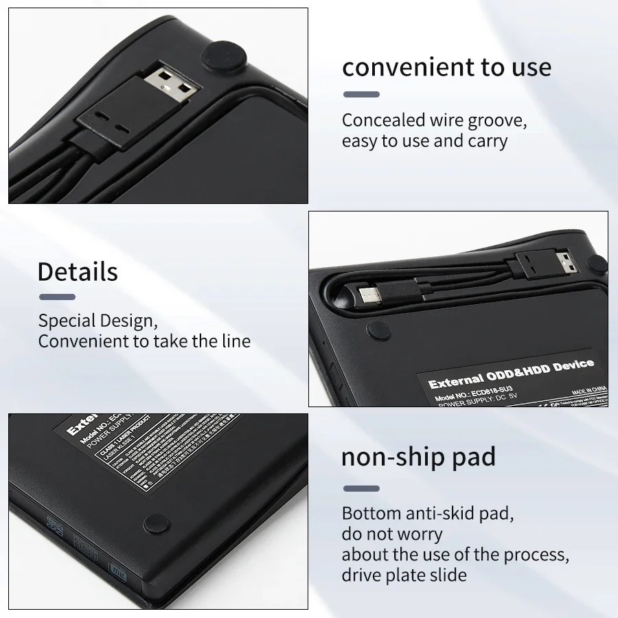 Slim External CD/DVD Drive USB 3.0 Player Burner Reader for Laptop PC Mac HP US