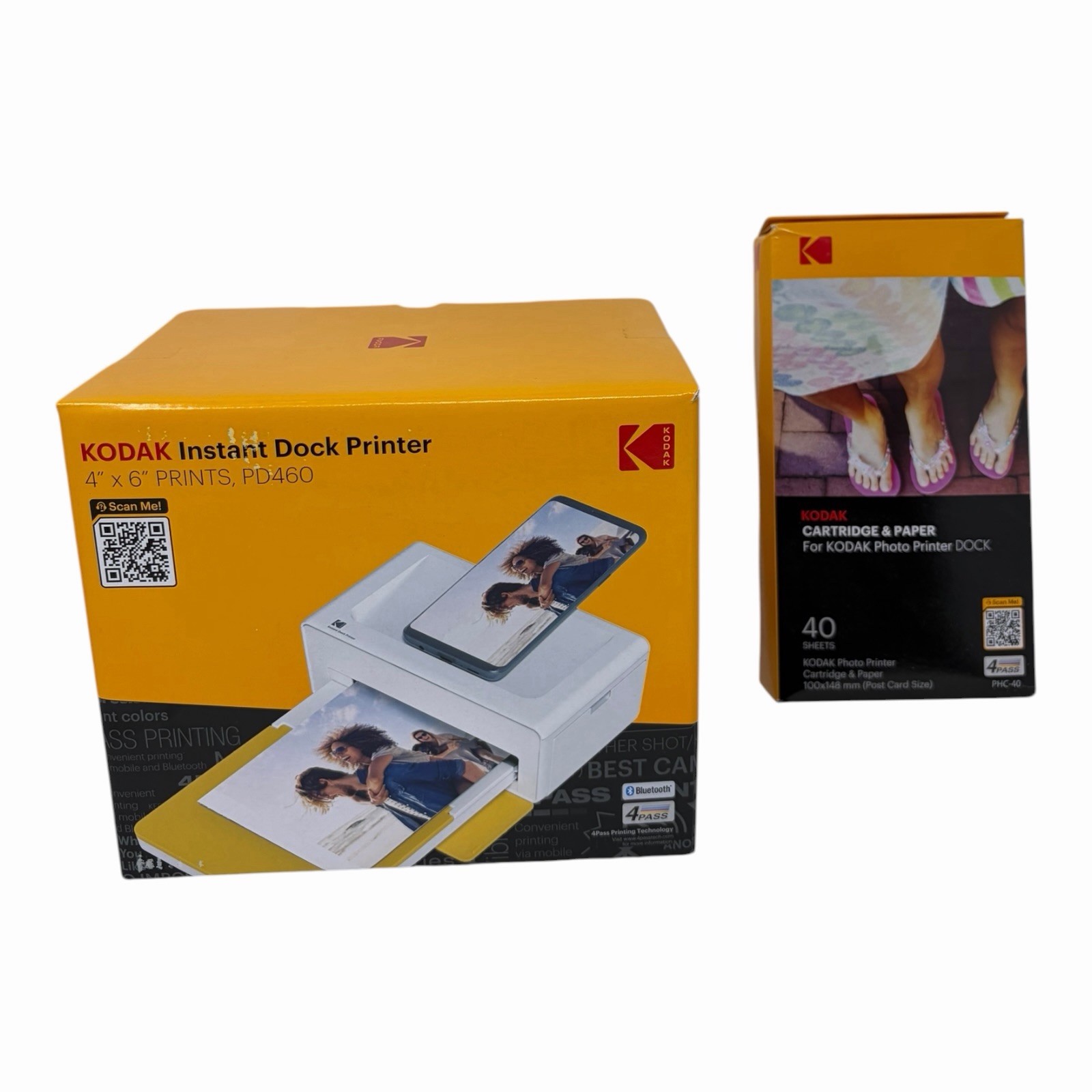 Kodak Dock Plus 4×6 Instant Photo Printer Bundle 40 Sheets PD460 White