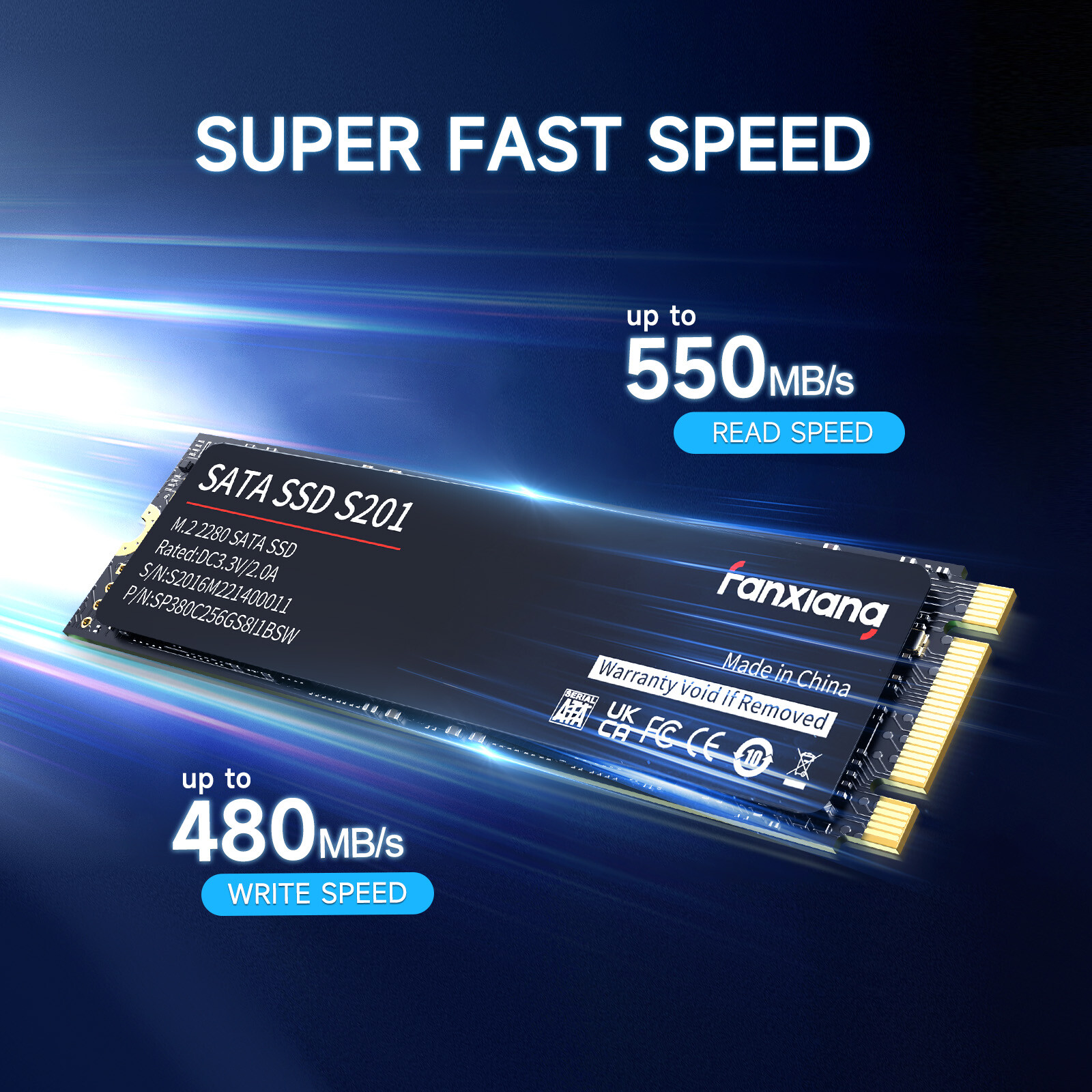 Fanxiang M.2 SATA 1TB SSD Hard Drive TLC 6Gbs 560MB/S Internal Solid State Drive