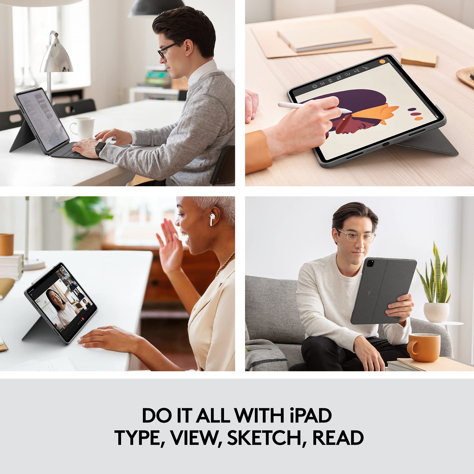 Logitech Combo Touch iPad Pro 12.9-inch (5th, 6th gen-2021, 2022) Keyboard Case