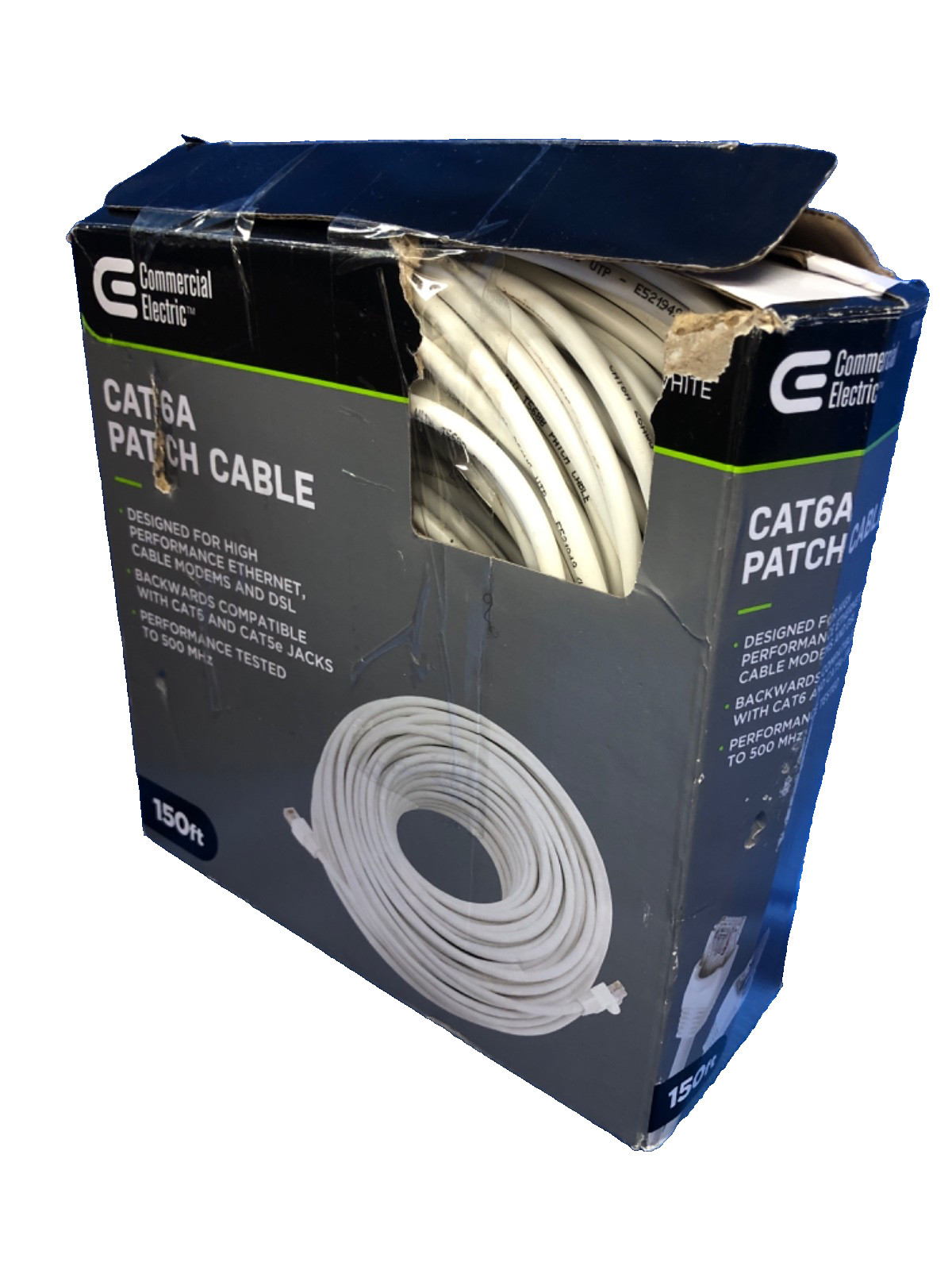 [CE] Cat6A UTP Patch Cable 150ft White Ethernet Cable Network Cord New Open Box