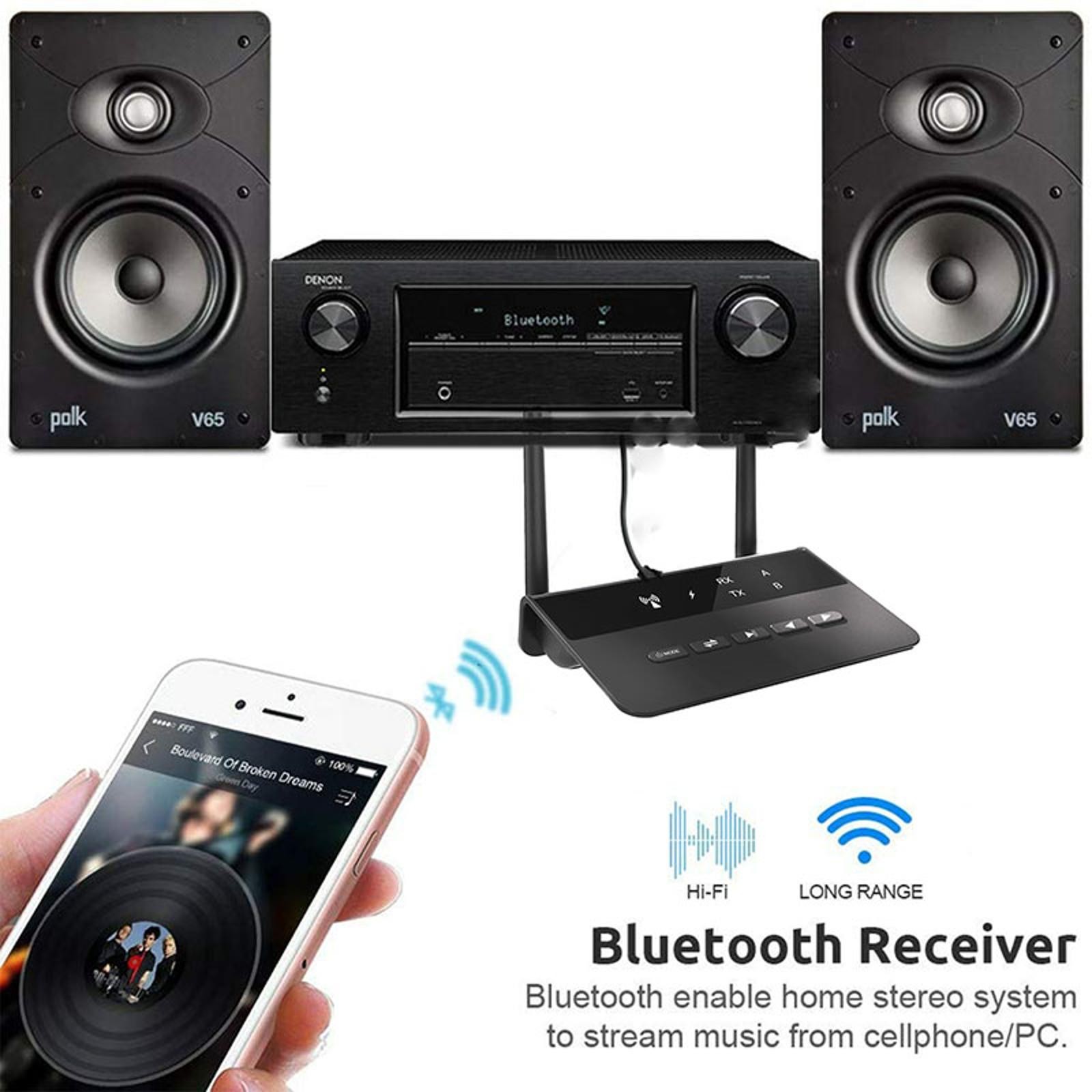 Bluetooth 5.0 RCA Transmitter Receiver Audio Adapter Converter 3.5mm AUX Jack A
