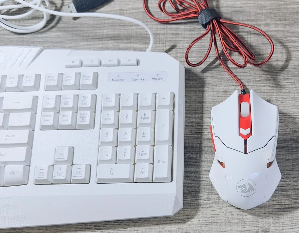 Redragon Gaming Essentials wired Keyboard/Mouse S101W 2 In 1 Set White