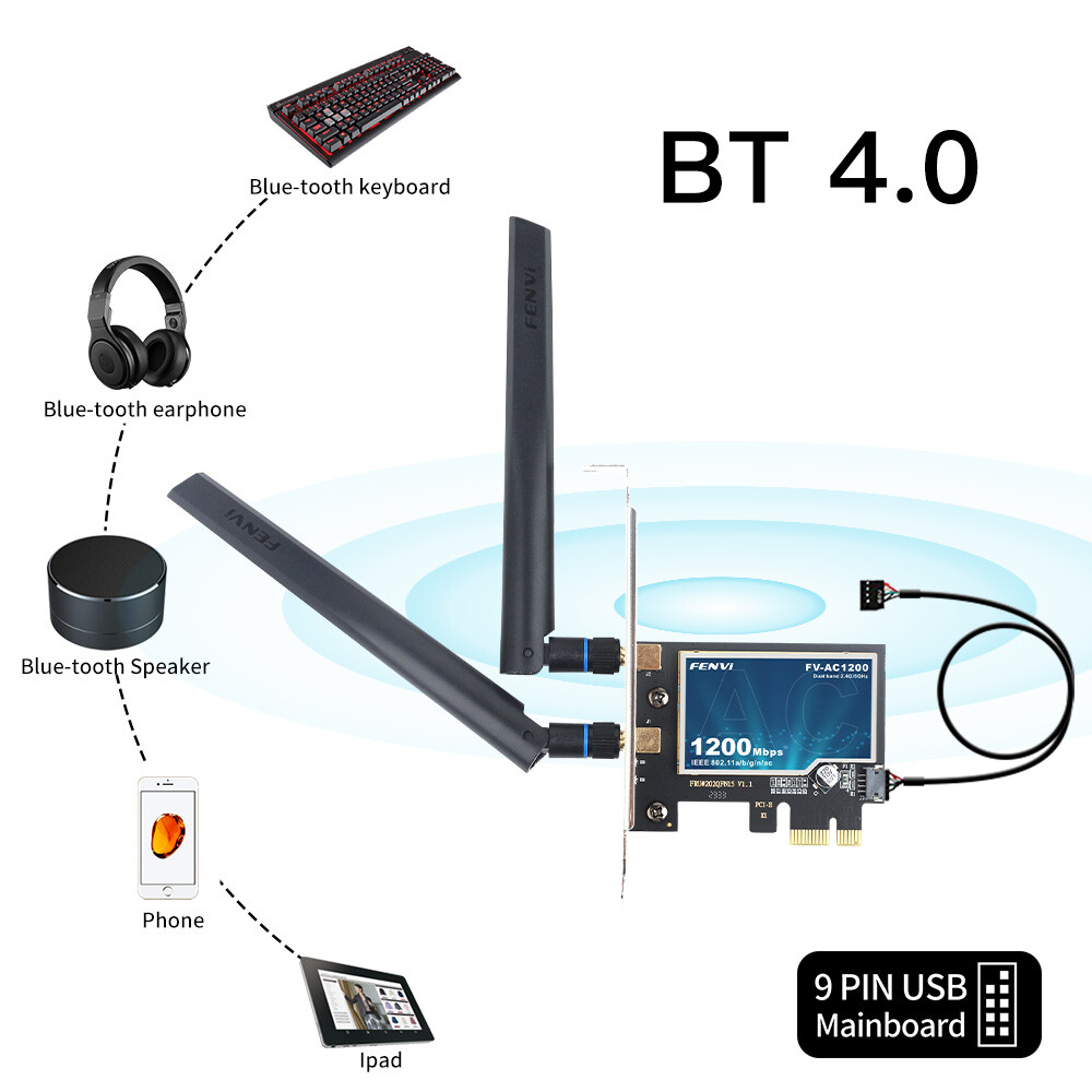 Desktop PC PCI-E WiFi Bluetooth Card 600Mbps Dual Band Wireless Network Adapter