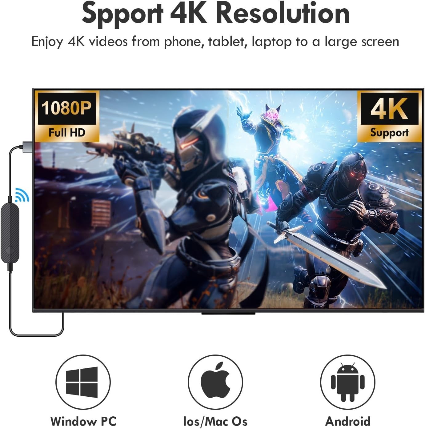 Portable 4K HDMI Display Adapter – Dual Screen Casting for Tablets and Laptops