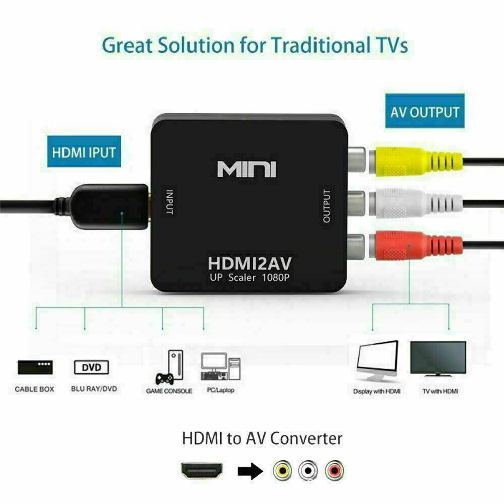 HDMI To RCA AV Adapter Converter Cable CVBS 3RCA 1080P Composite Video Audio lot