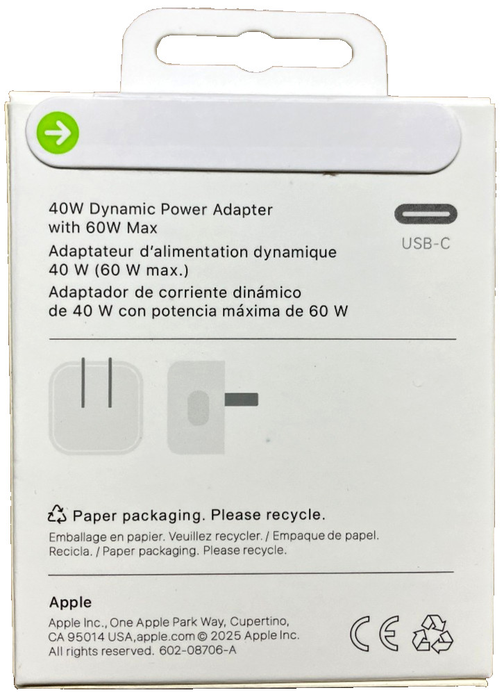 Apple 40W Dynamic Power Adapter with 60W Max
