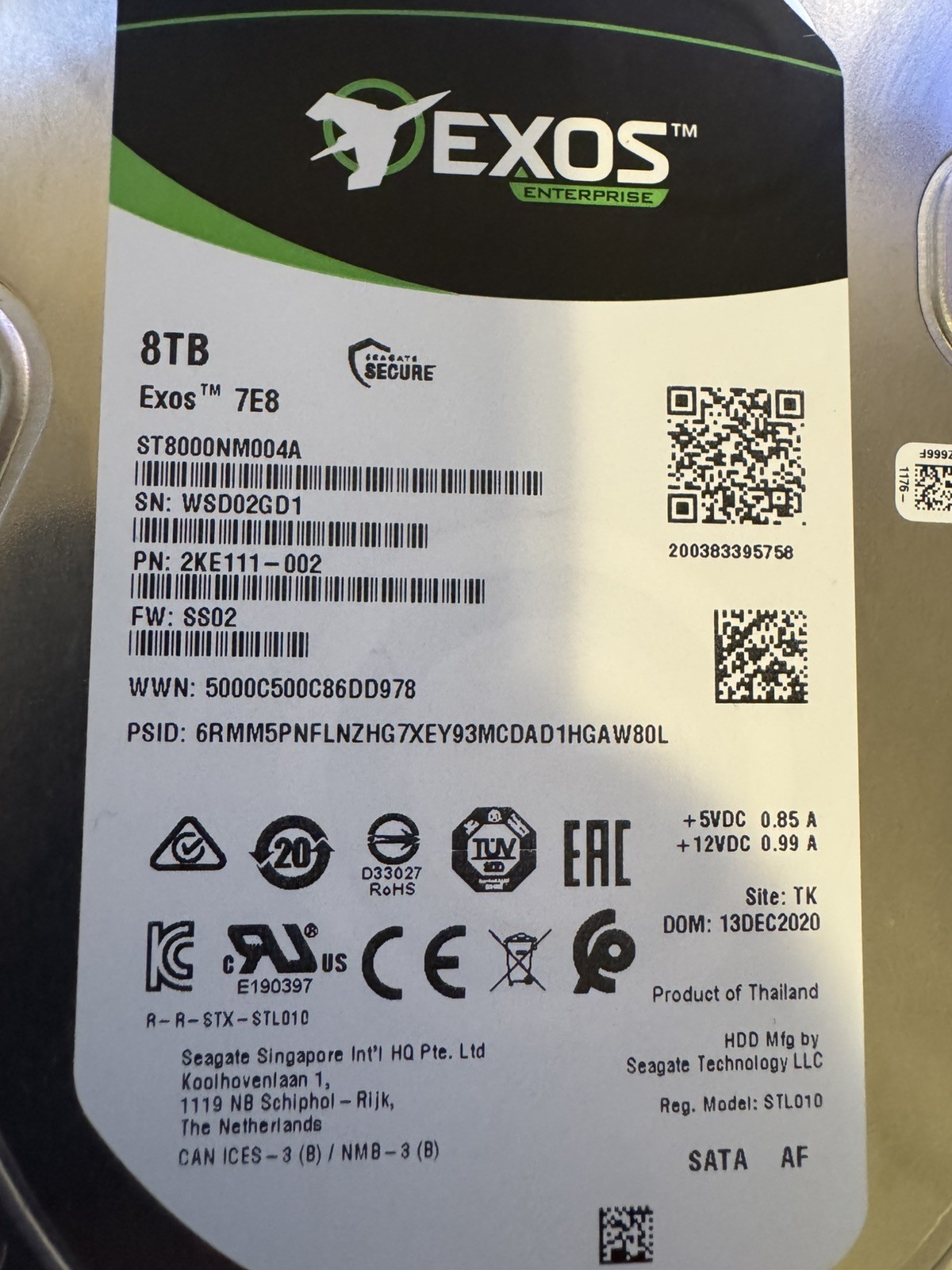 Seagate EXOS ST8000VX0022 8TB 7200 RPM 3.5″ SATA Hard Drive #3