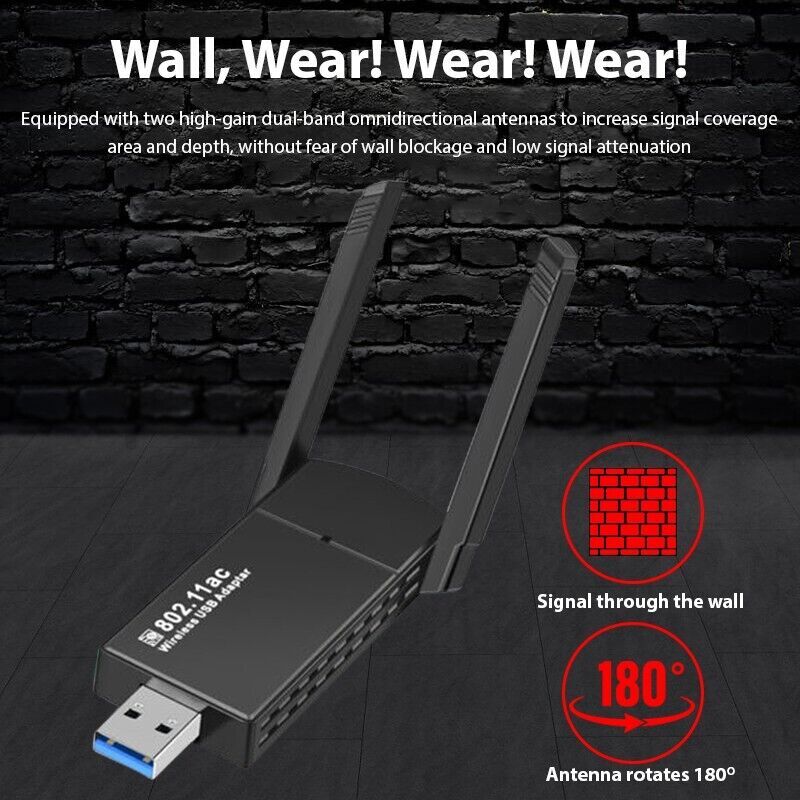 USB 3.0 Wireless WIFI Adapter 1300Mbps Long Range Dongle Dual Band Network lot