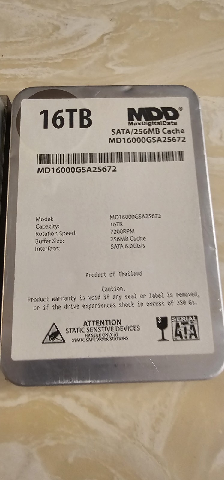 MDD MaxDigitalData 16 TB SATA 256 MB Sata 6.0 Gb/s 7200 Hard Drive Tested – Good