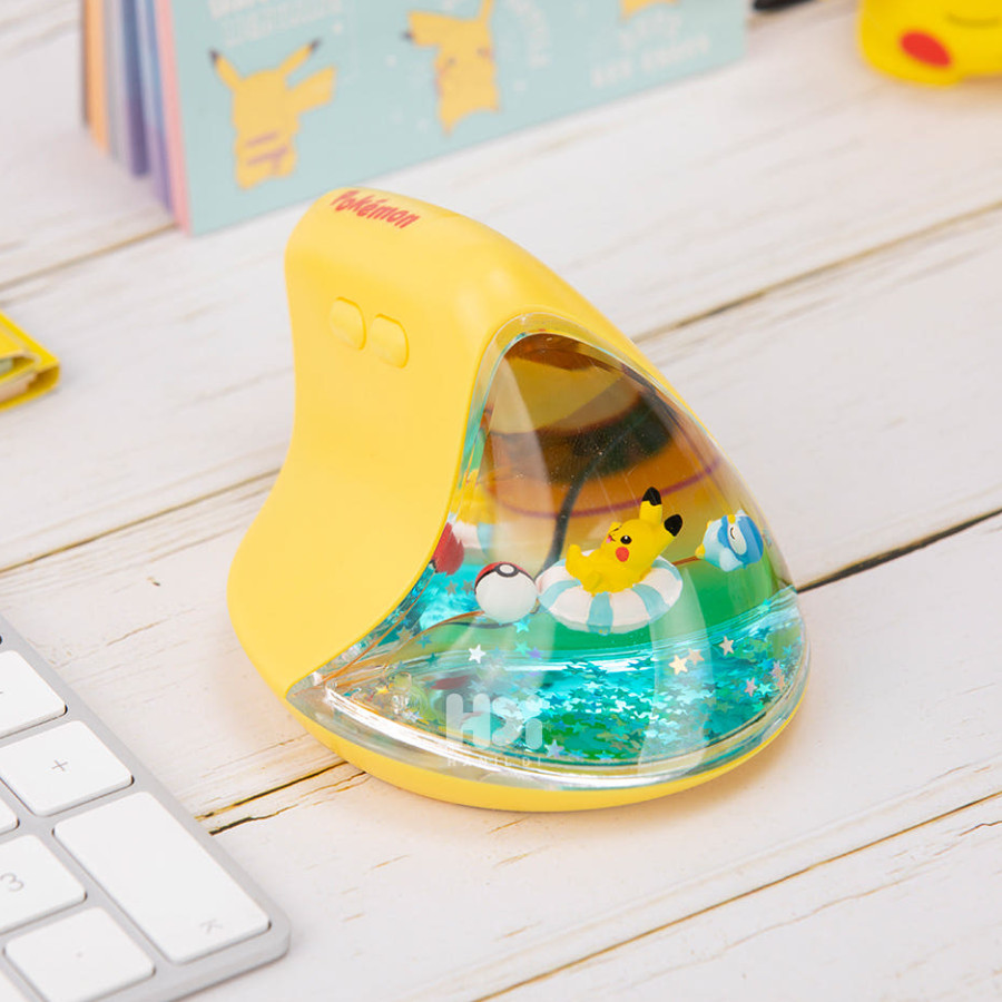 Pokemon Pikachu Wireless Vertical Mouse RF 2.4GHz 1200 DPI Yellow Ergonomic