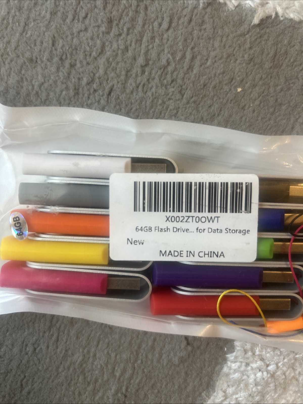 Mixed Color 10Pcs 64GB USB 2.0 Flash Drive w/ Color Coded Wrist Ropes Free Ship