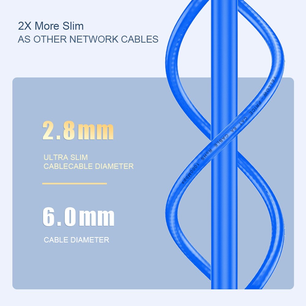 Outdoor 50FT Cat6a Ethernet Cable Shielded 600MHz Ethernet Patch Cord [US Stock]