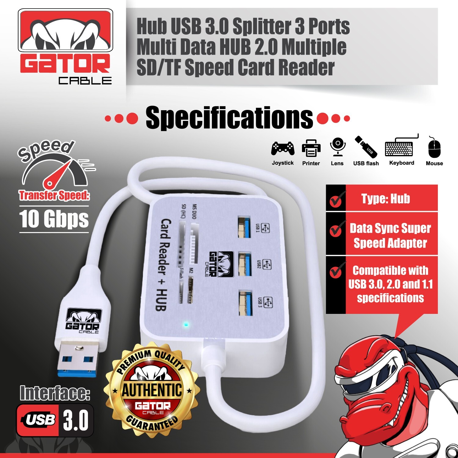 USB 3.0 Multi Card Reader Hub MS M2 Micro SD TF Memory Card Adapter 3 USB Port