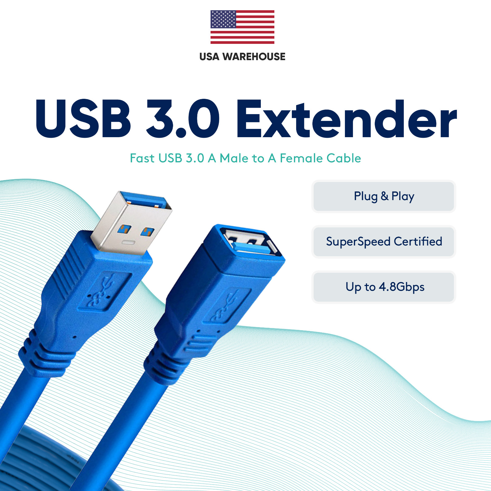LOT USB 2.0 3.0 Extension Extender Cable Cord A Male to Female 1-16FT HIGH SPEED