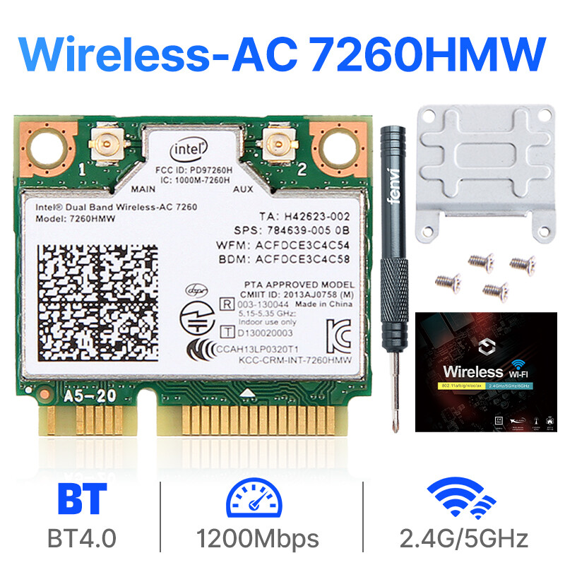 Wireless-AC 7260 7260HMW Mini PCIE Card Dual Band Bluetooth WiFi Card PC Adapter