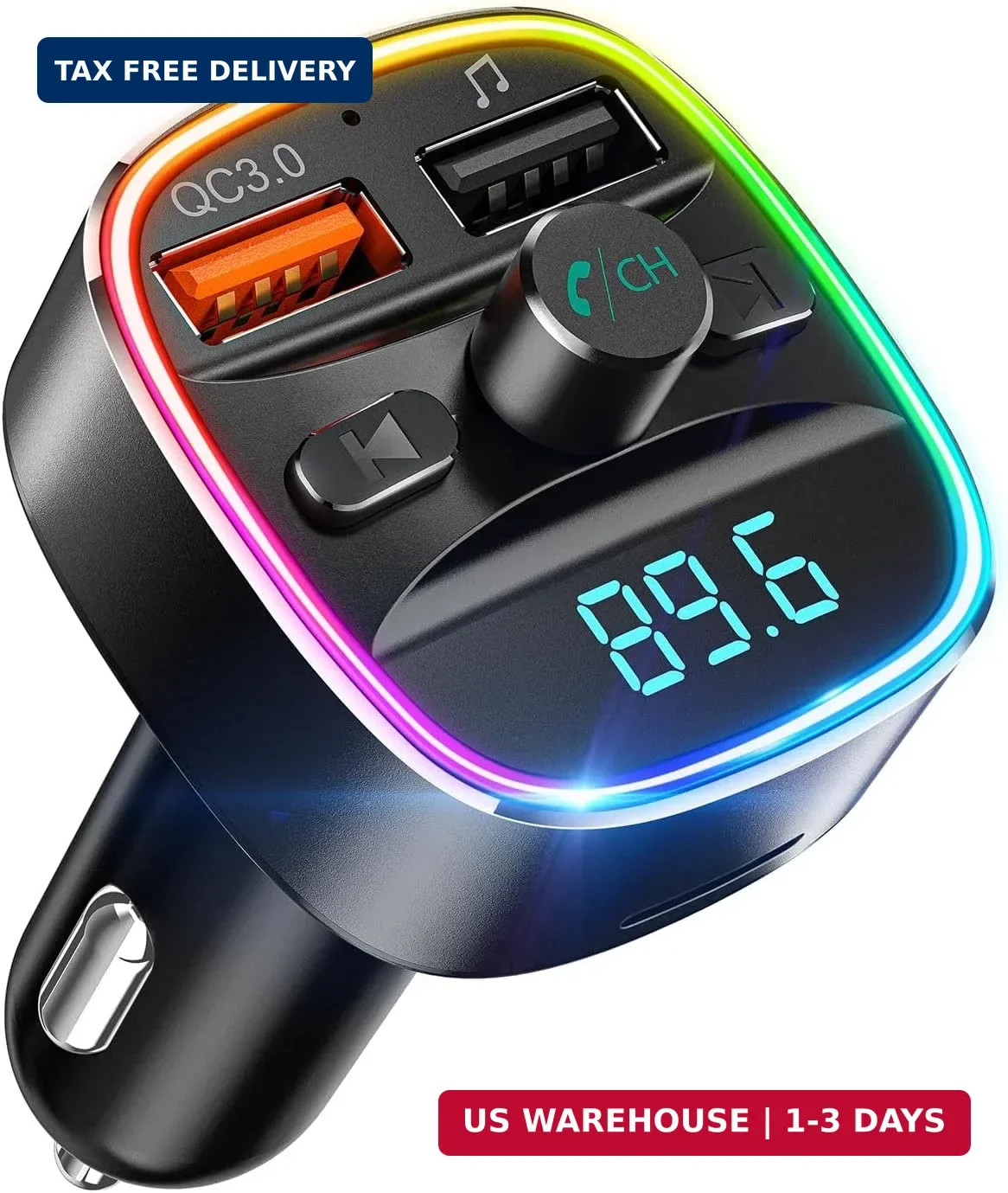 Nulaxy Bluetooth FM Transmitter, Bluetooth Car Adapter with Dual USB Charger Wir