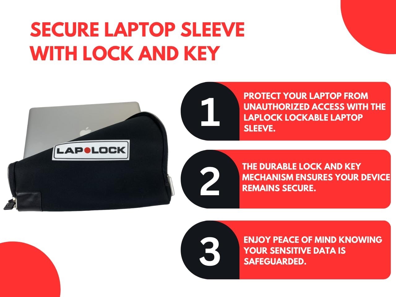 14 inch Laptop Sleeve Lockable with Key Lock HIPAA Compliance